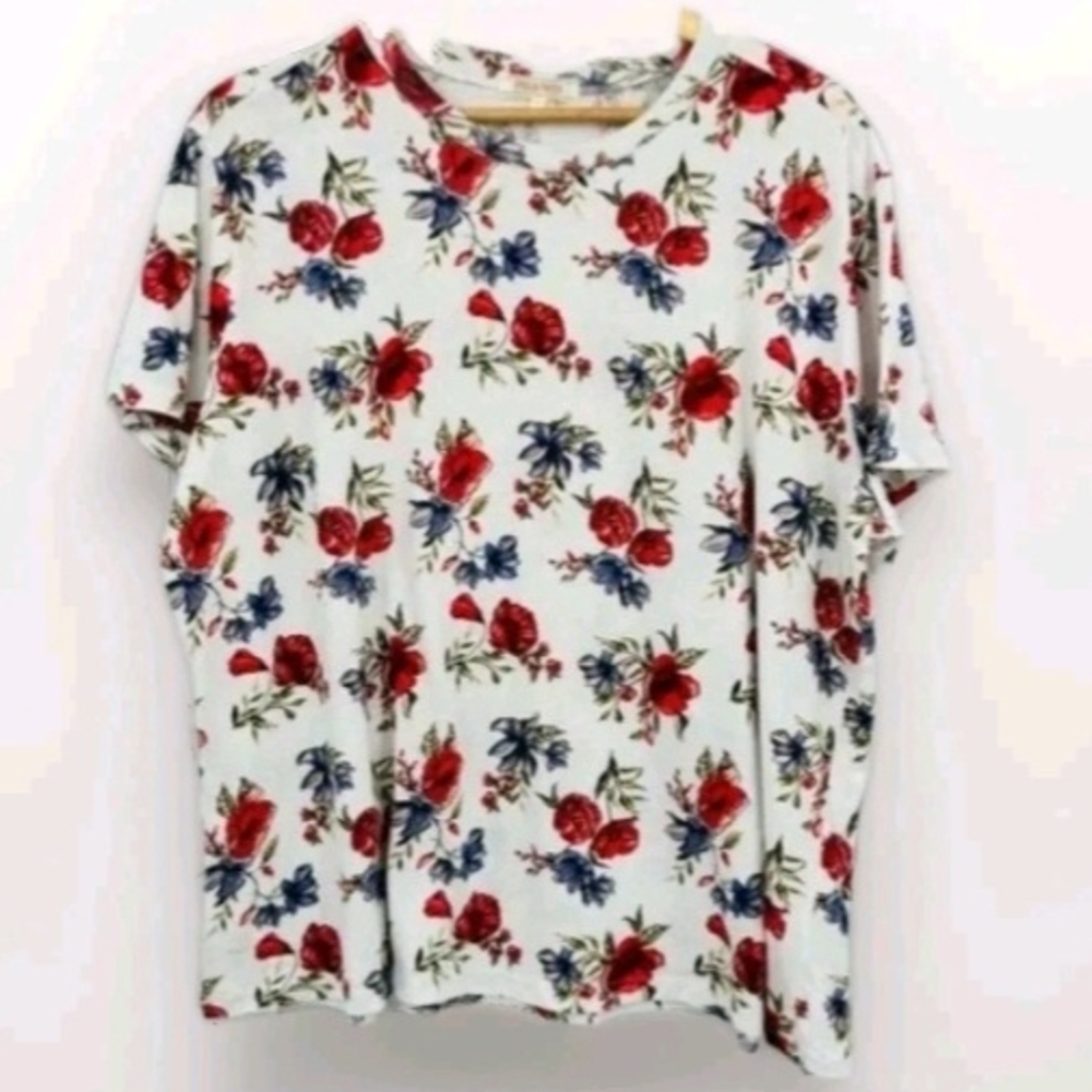 Stella Tweed Relaxed Red and Blue Boxy Tee